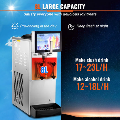 XRJF-11 - 8L Stainless Steel Slushy Machine for Commercial Use