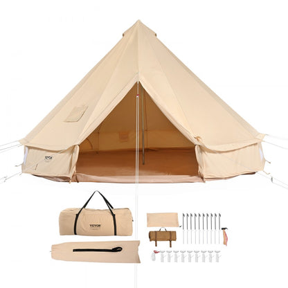 ZJTM1009 - Spacious Bell Tent for 3-5, Waterproof Cotton Canvas with Ventilation