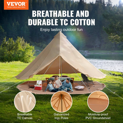 ZJTM1149 - 13.12ft Canvas Bell Tent for 5-8 People with Fireplace