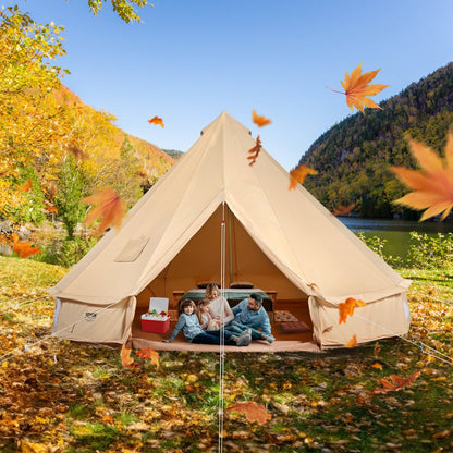 ZJTM1149 - 13.12ft Canvas Bell Tent for 5-8 People with Fireplace