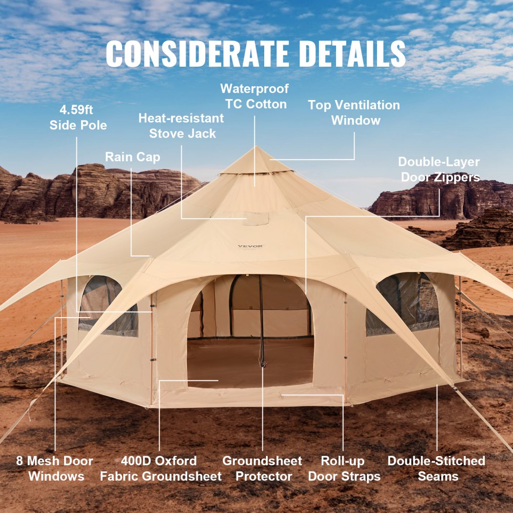 ZJTM1184 - 5m VEVOR 4-Season Bell Tent for Year-Round Adventures