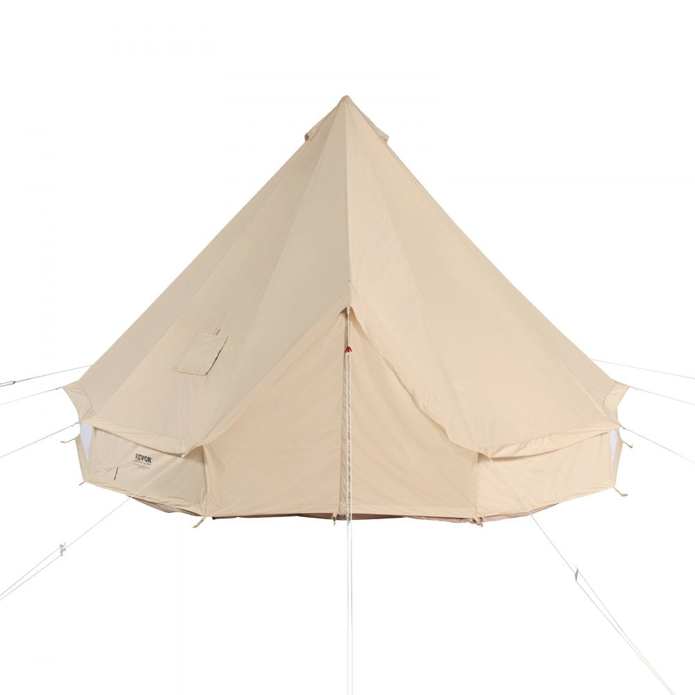 ZJTM1304 - 12-Person Waterproof Canvas Glamping Tent with Removable Sidewall