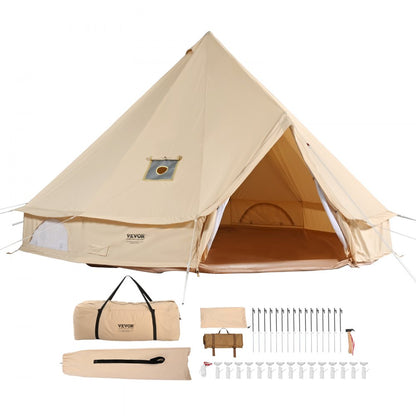 ZJTM1304 - 12-Person Waterproof Canvas Glamping Tent with Removable Sidewall