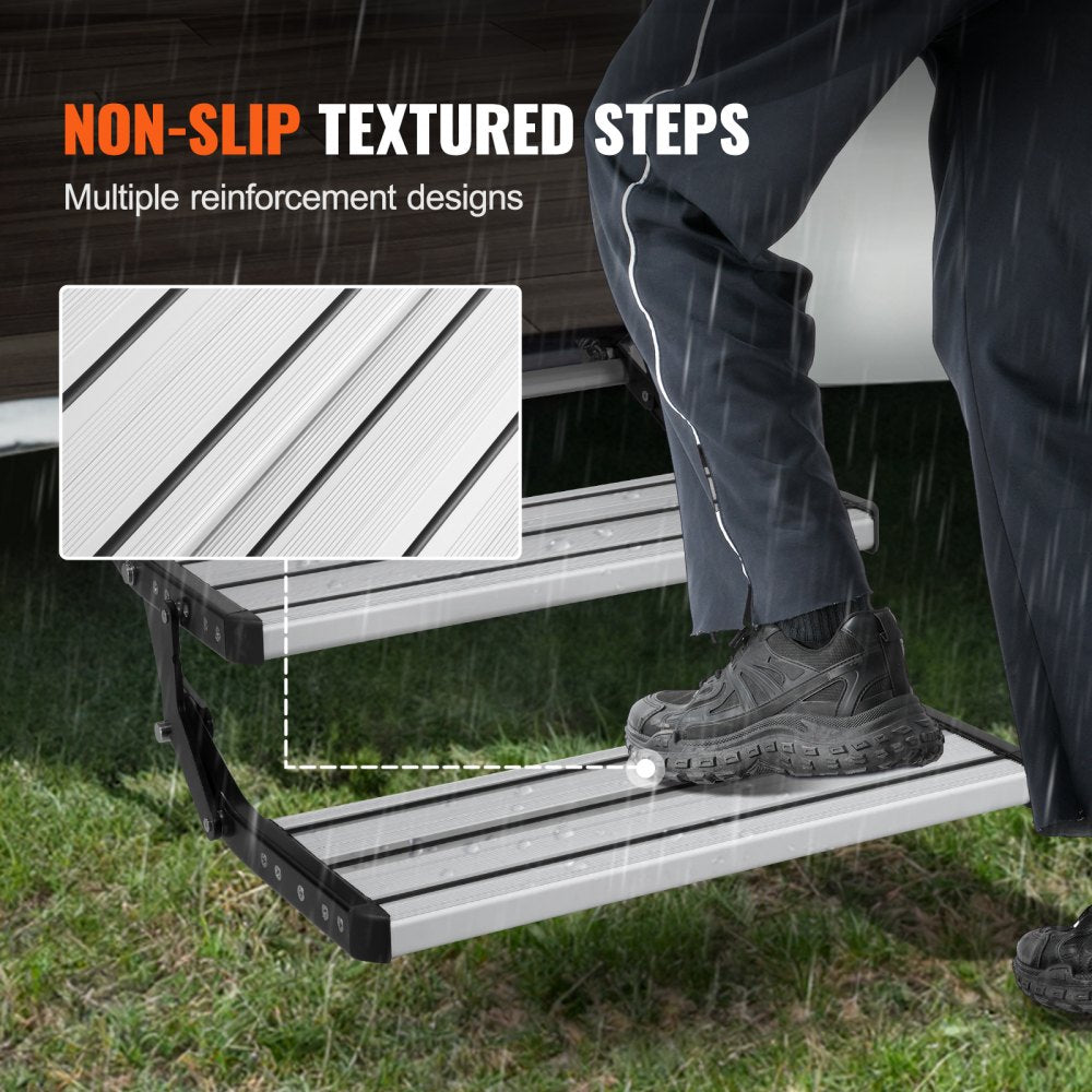 E-F-550-D - 21.7"x8.3" Electric RV Steps, 440lbs Capacity, Automatic Fold