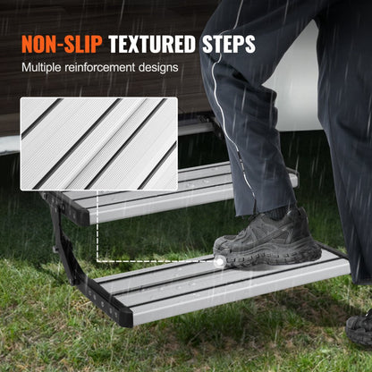 E-F-550-D - 21.7"x8.3" Electric RV Steps, 440lbs Capacity, Automatic Fold