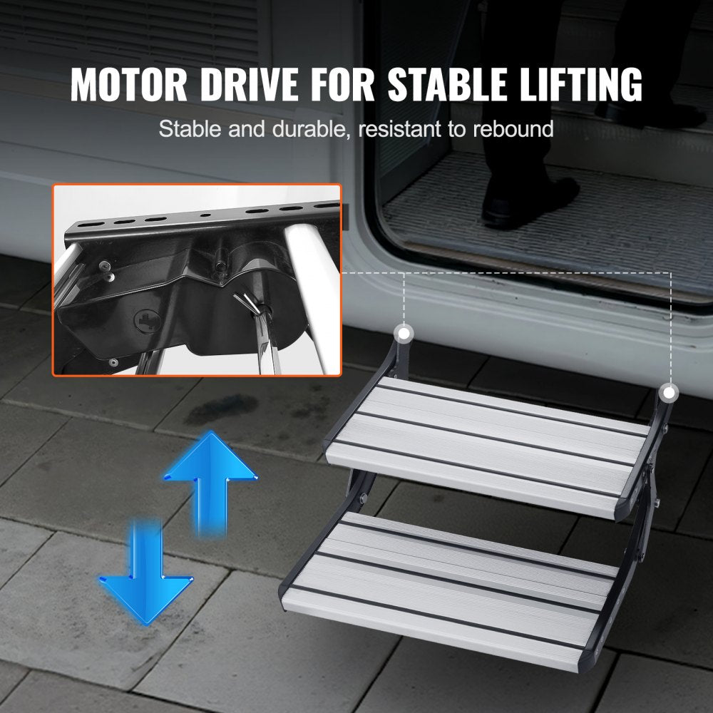 E-F-550-D - 21.7"x8.3" Electric RV Steps, 440lbs Capacity, Automatic Fold