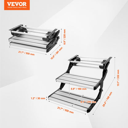 E-F-550-D - 21.7"x8.3" Electric RV Steps, 440lbs Capacity, Automatic Fold