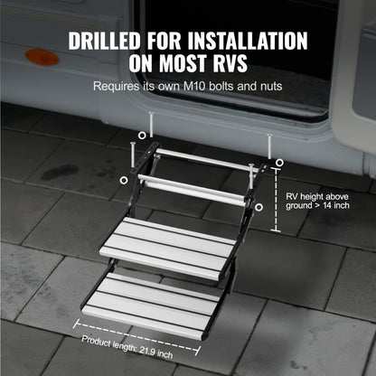 MS-F-550-D - Heavy-Duty 2-Step RV Stairs, 440lbs Capacity, Foldable Design