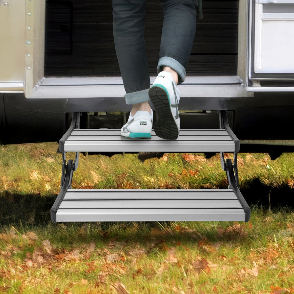 MS-F-550-D - Heavy-Duty 2-Step RV Stairs, 440lbs Capacity, Foldable Design
