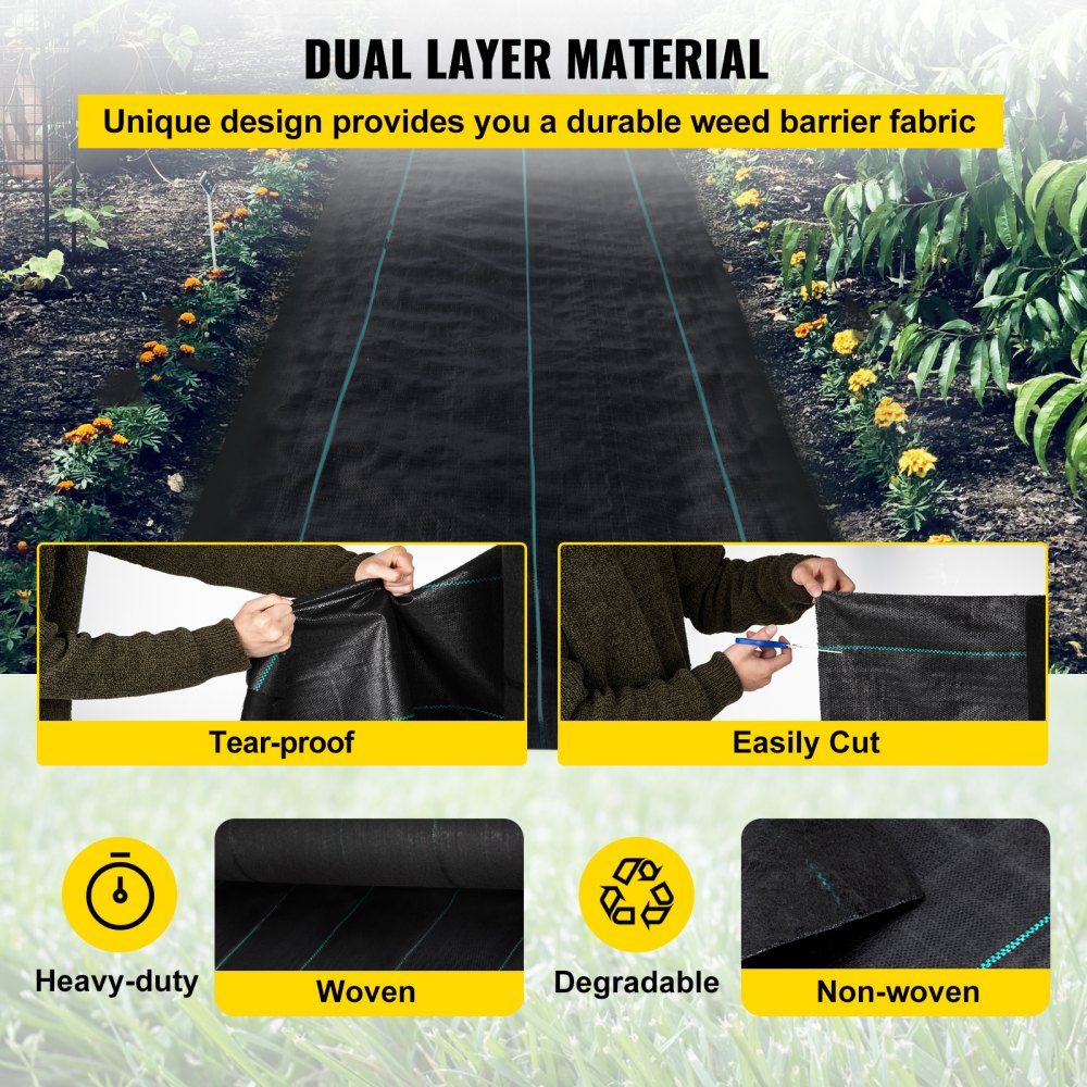 VV-FCB-PE 3*300FT 5.8OZ - Durable Weed Barrier Fabric for Garden Protection