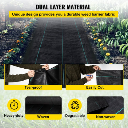 VV-FCB-PE 3*300FT 5.8OZ - Durable Weed Barrier Fabric for Garden Protection