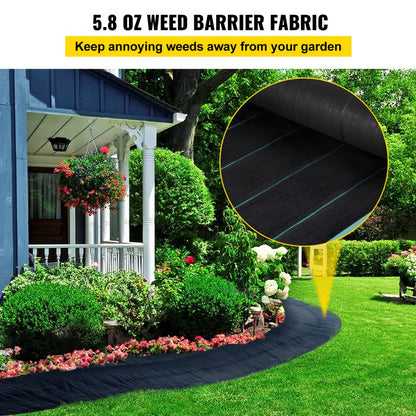 VV-FCB-PE 4*300FT 5.8OZ - Durable Black Weed Barrier with Guidelines