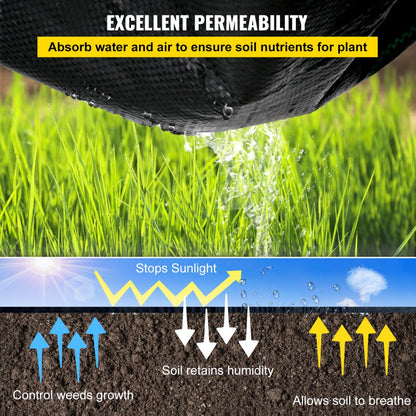 VV-WB-5250 - Heavy-Duty 5 oz. Weed Barrier Fabric for Gardens and Lawns