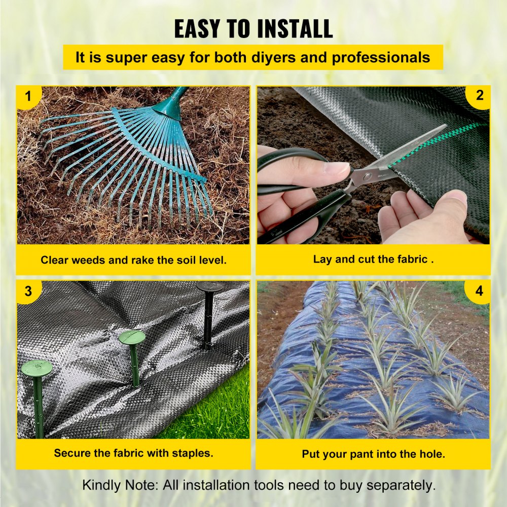 VV-WB-5250 - Heavy-Duty 5 oz. Weed Barrier Fabric for Gardens and Lawns