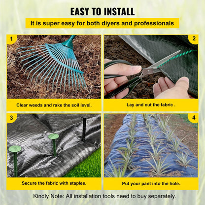 VV-WB-5250 - Heavy-Duty 5 oz. Weed Barrier Fabric for Gardens and Lawns