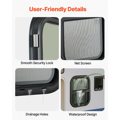 SSTLC356x559 - 14" x 22" Tinted Sliding RV Window with Net Screen