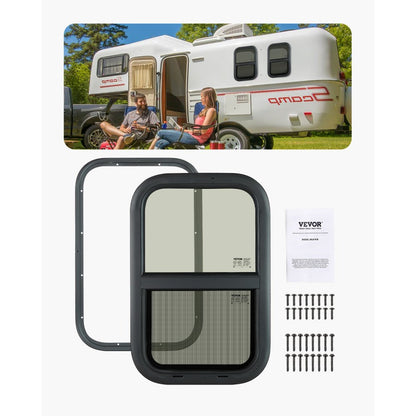 SSTLC356x559 - 14" x 22" Tinted Sliding RV Window with Net Screen