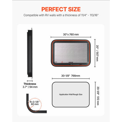 SSXCWT762x508 - 30" x 20" Tempered Glass Exit Window for RVs