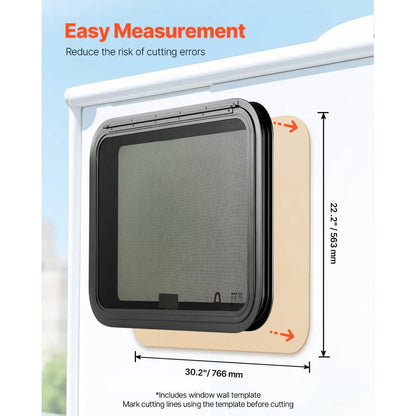 SSXCWT762x559 - 30" x 22" Tempered Glass RV Exit Window with Screen