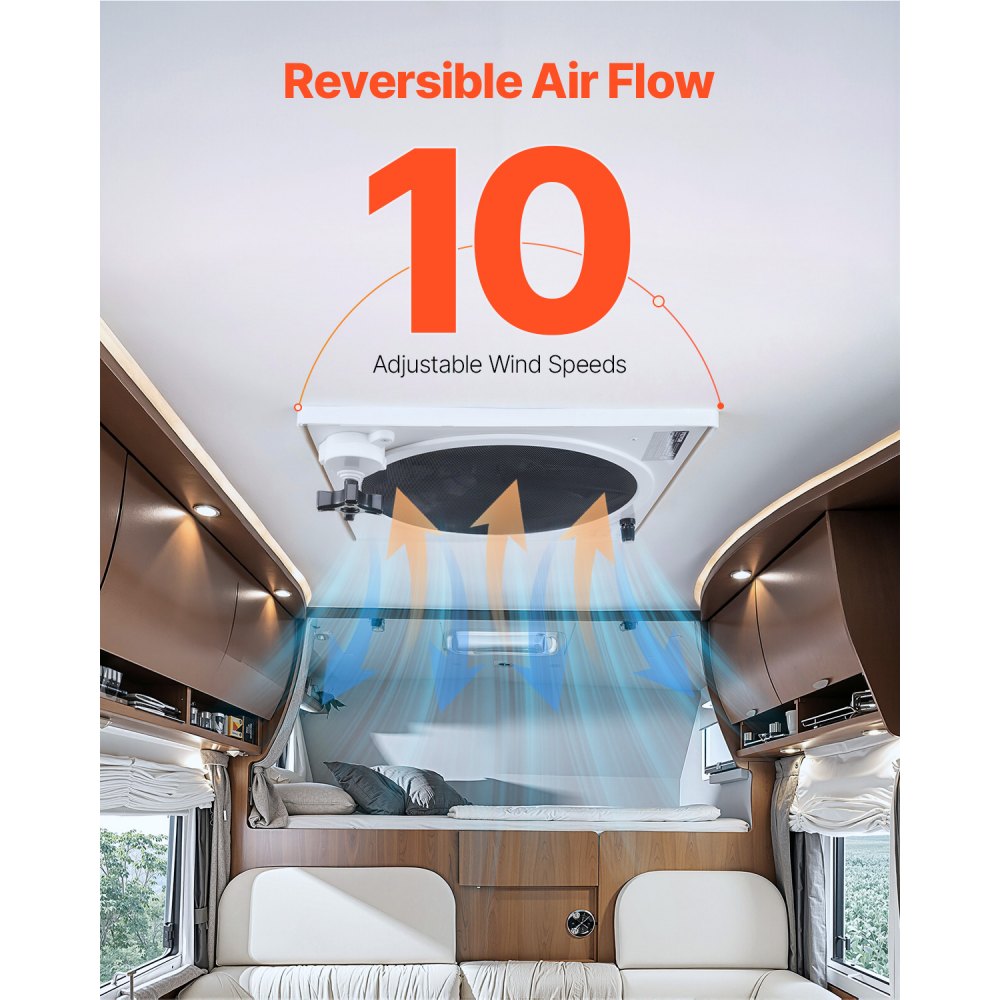 HQS-36AY - 14" 10-Speed RV Ceiling Fan with Rain Sensor & Remote