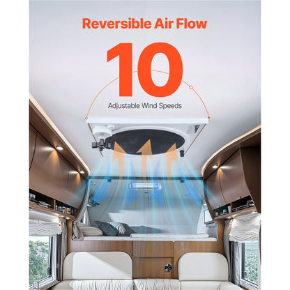 HQS-36AY - 14" 10-Speed RV Ceiling Fan with Rain Sensor & Remote