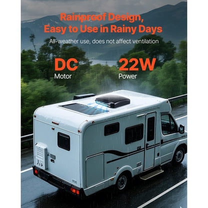 HQS-36AY - 14-Inch RV Roof Vent Fan with 10 Speeds & Remote Control