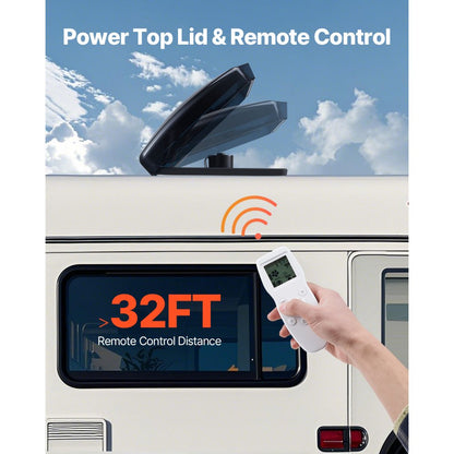 HQS-36AY - 14-Inch RV Roof Vent Fan with 10 Speeds & Remote Control
