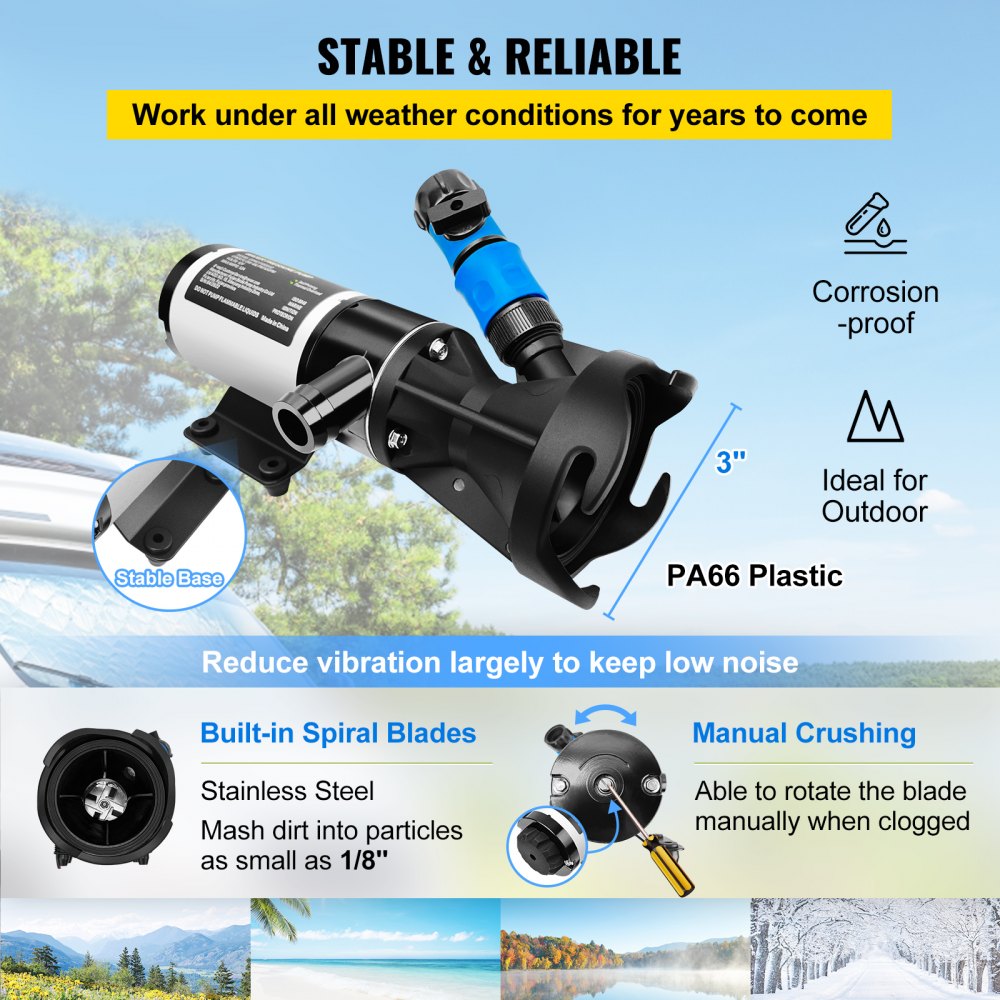 VV-RVMP-12 - 12 GPM RV Macerator Pump with Stainless Steel Blades