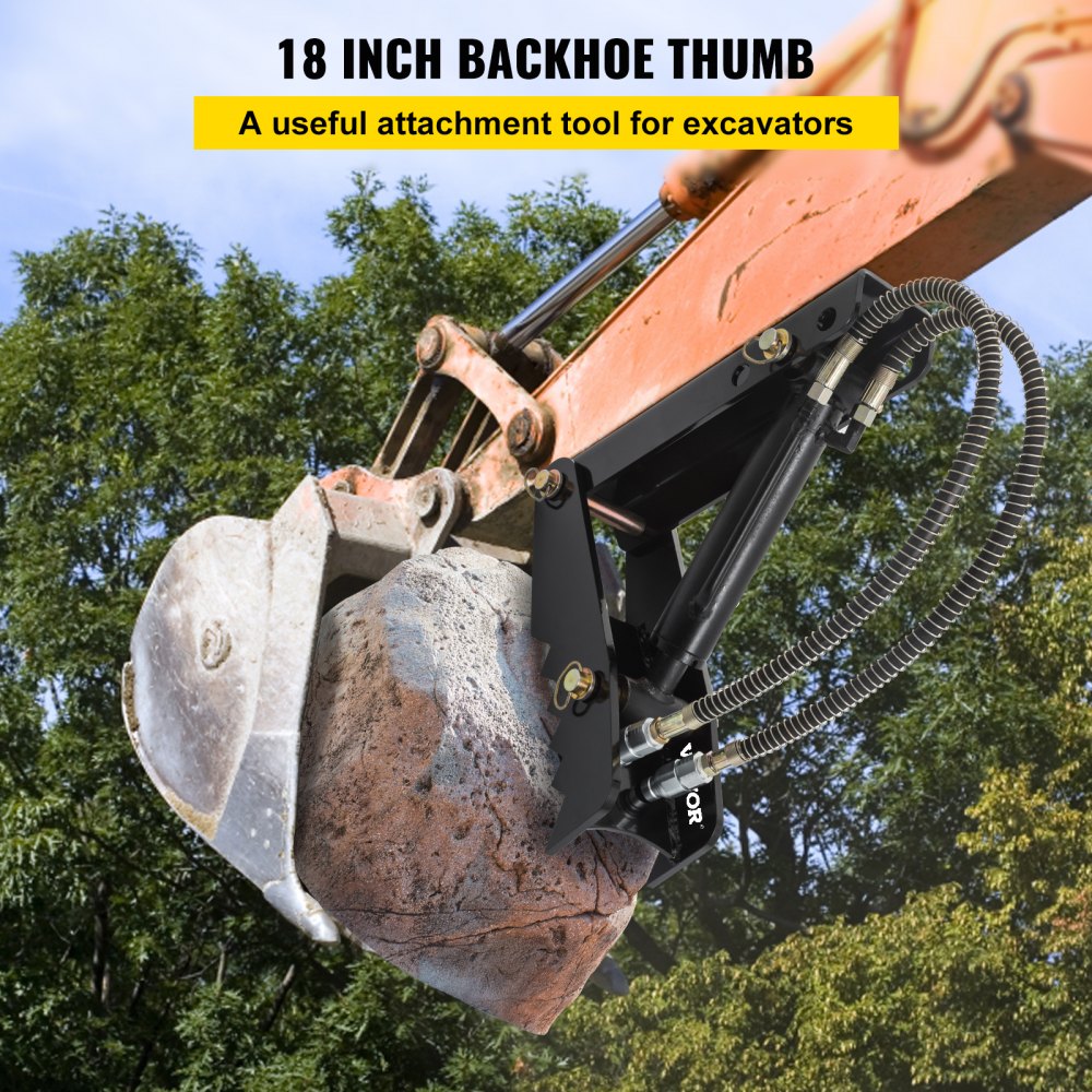 010754534133 - 18" Heavy-Duty Hydraulic Backhoe Thumb for Excavators