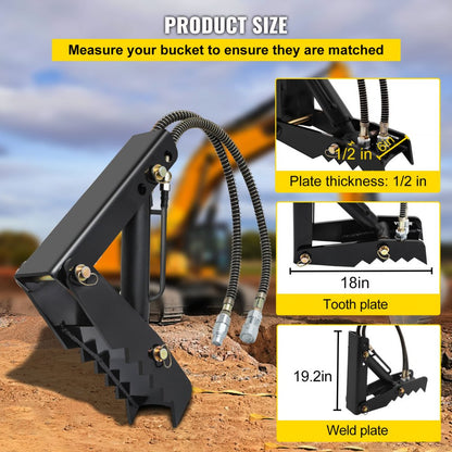 010754534133 - 18" Heavy-Duty Hydraulic Backhoe Thumb for Excavators