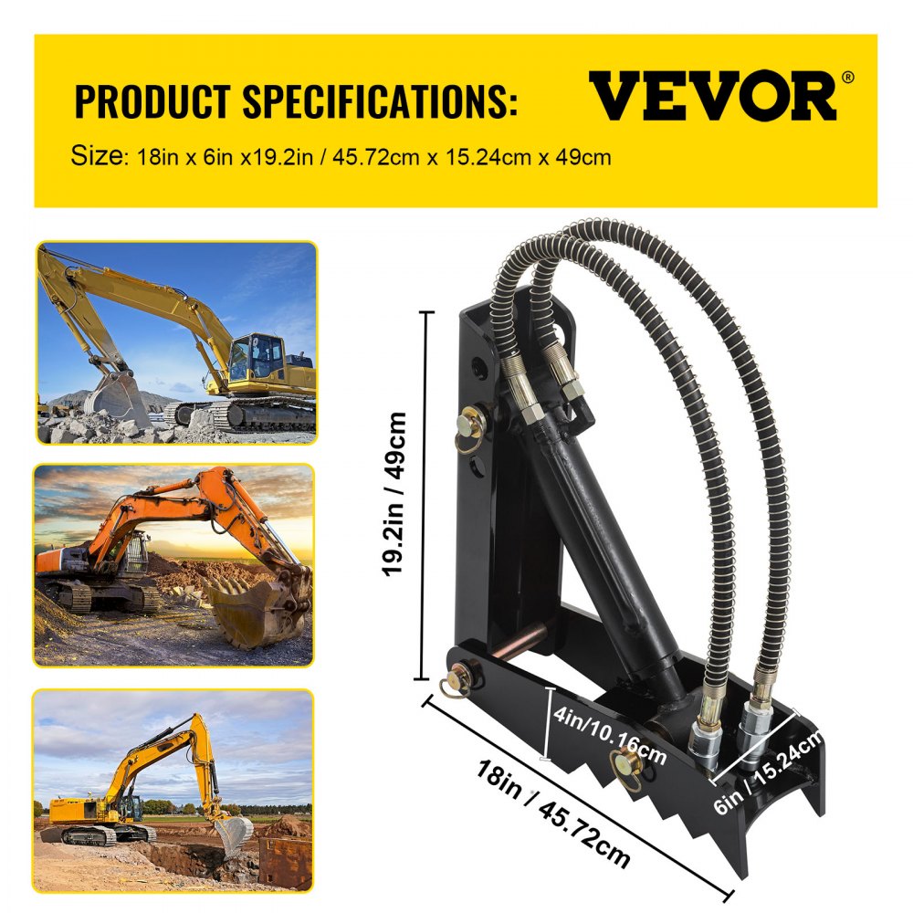 010754534133 - 18" Heavy-Duty Hydraulic Backhoe Thumb for Excavators