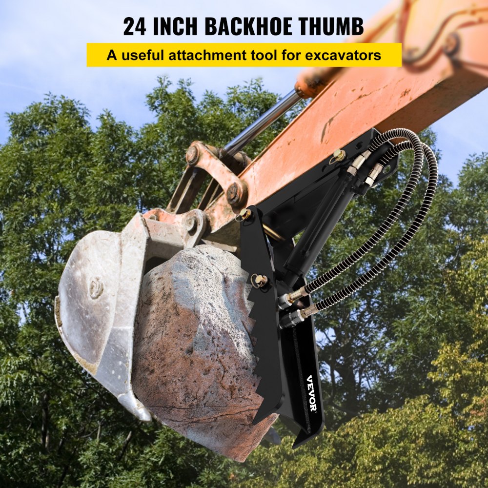 010458457245 - 24" Heavy-Duty Hydraulic Backhoe Thumb for Excavators