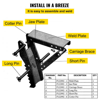 010802989908 - 27" Heavy-Duty Backhoe Thumb with 1/2" Thick Steel Plate