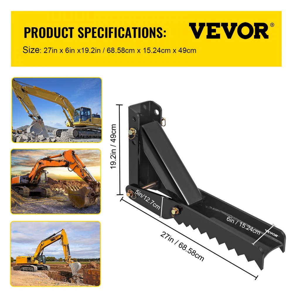 010802989908 - 27" Heavy-Duty Backhoe Thumb with 1/2" Thick Steel Plate