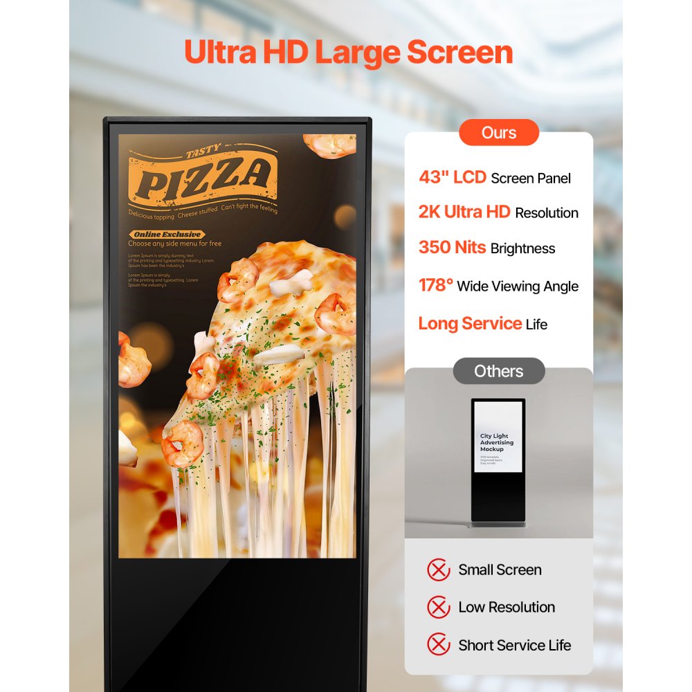 DC-A43ZN-B - 43" Android Digital Signage Kiosk with Split Screen