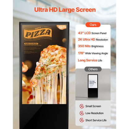 DC-A43ZN-B - 43" Android Digital Signage Kiosk with Split Screen