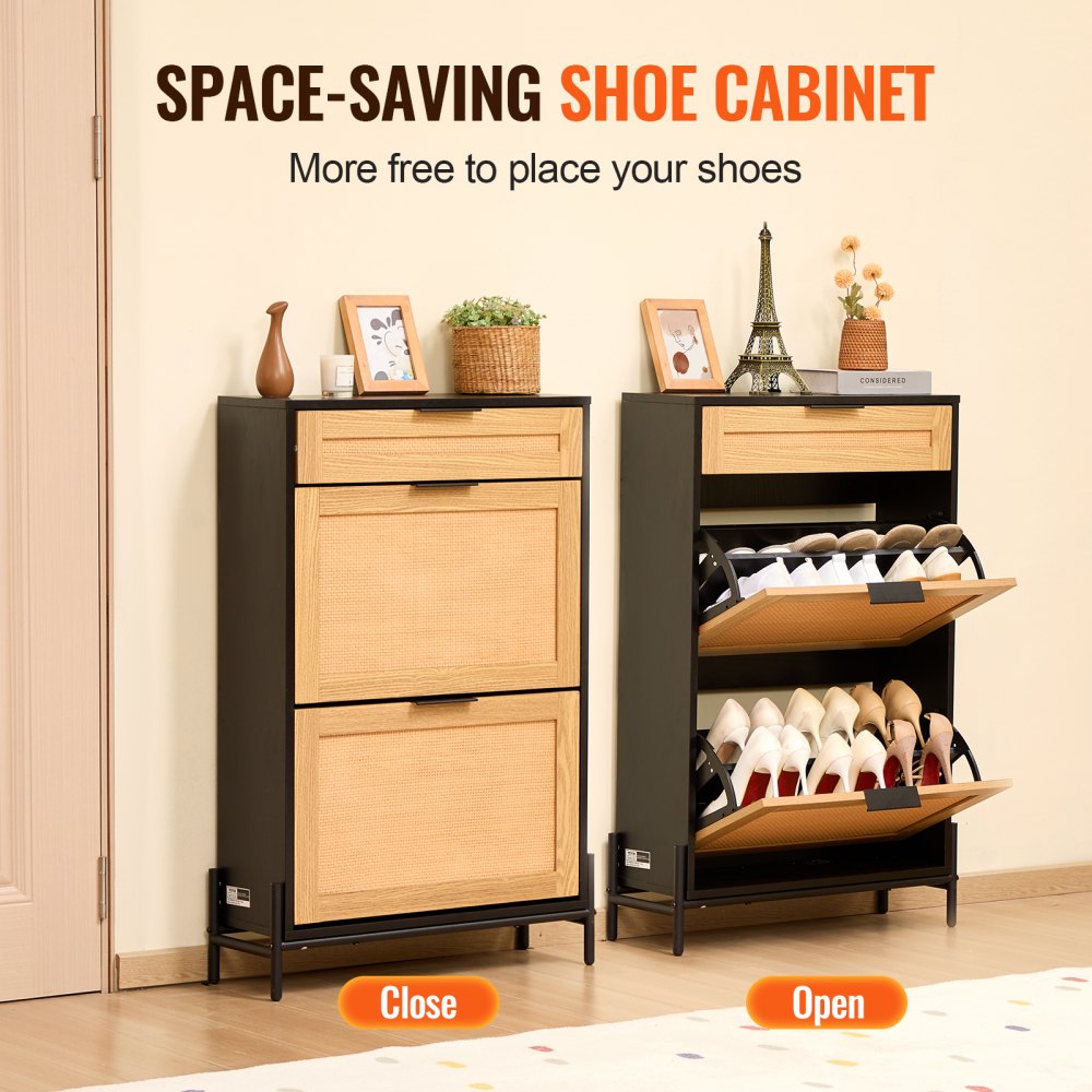 HZS006 - Stylish Rattan Shoe Cabinet with Space-Saving Design