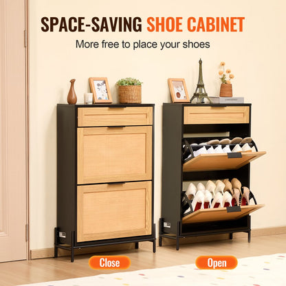 HZS006 - Stylish Rattan Shoe Cabinet with Space-Saving Design