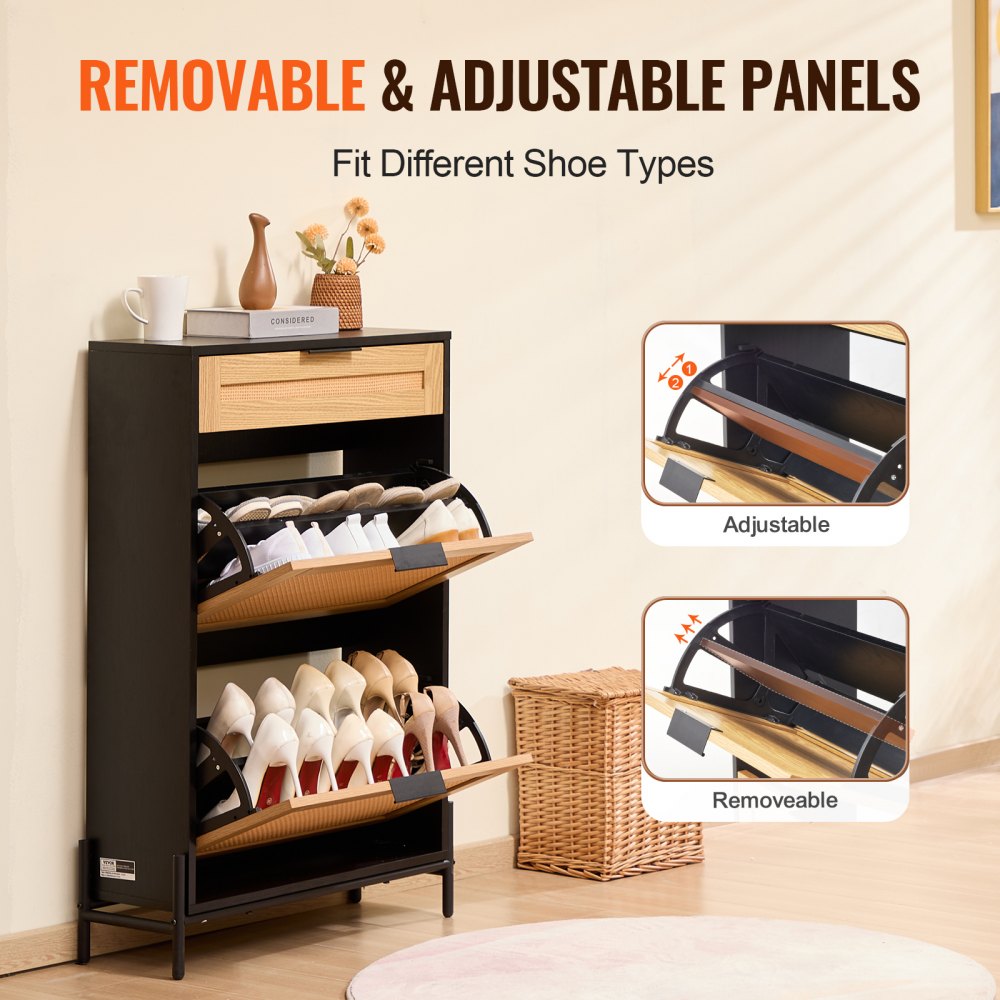 HZS006 - Stylish Rattan Shoe Cabinet with Space-Saving Design