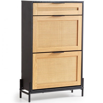 HZS006 - Stylish Rattan Shoe Cabinet with Space-Saving Design