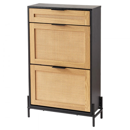HZS006 - Stylish Rattan Shoe Cabinet with Space-Saving Design