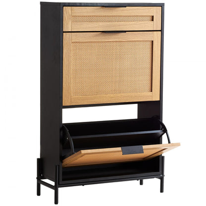 HZS006 - Stylish Rattan Shoe Cabinet with Space-Saving Design