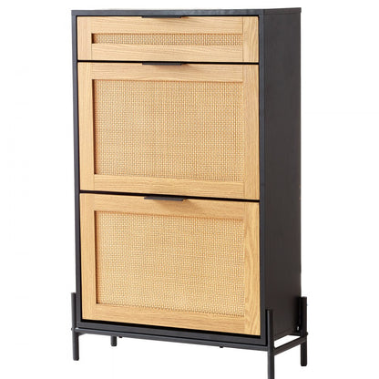 HZS006 - Stylish Rattan Shoe Cabinet with Space-Saving Design