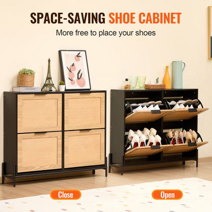 HZS007 - Stylish Space-Saving Rattan Shoe Cabinet for Entryway Organization