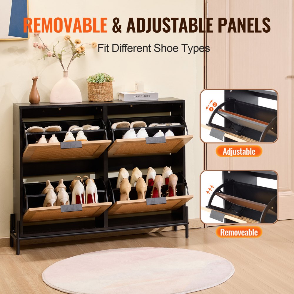 HZS007 - Stylish Space-Saving Rattan Shoe Cabinet for Entryway Organization