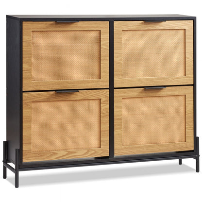 HZS007 - Stylish Space-Saving Rattan Shoe Cabinet for Entryway Organization