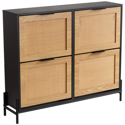 HZS007 - Stylish Space-Saving Rattan Shoe Cabinet for Entryway Organization