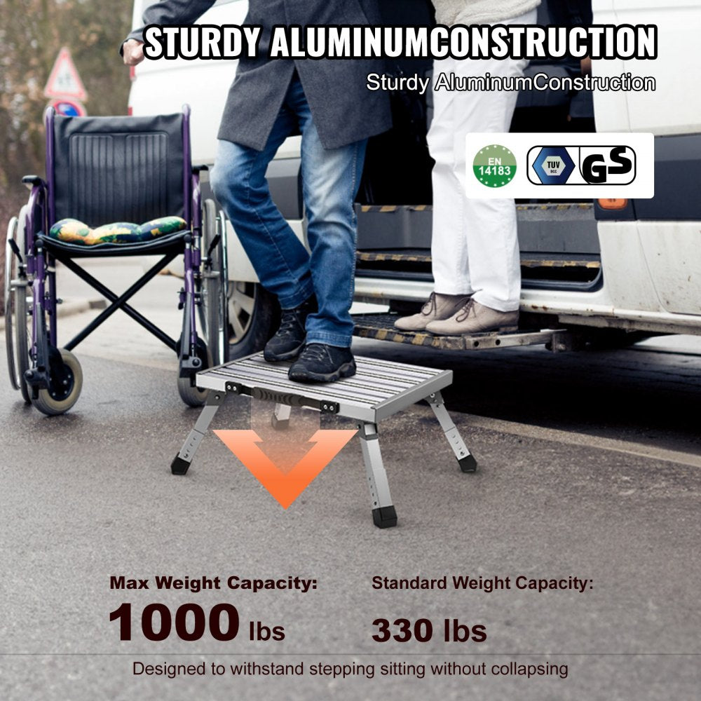 WK3501M - Adjustable Aluminum RV Steps, 8.8"-10.4" Height, Anti-Slip Design