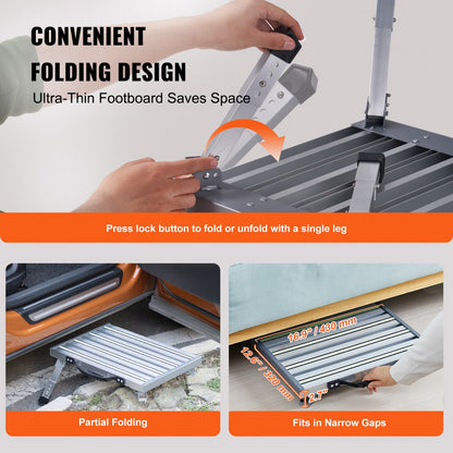 WK3501M - Adjustable Aluminum RV Steps, 8.8"-10.4" Height, Anti-Slip Design