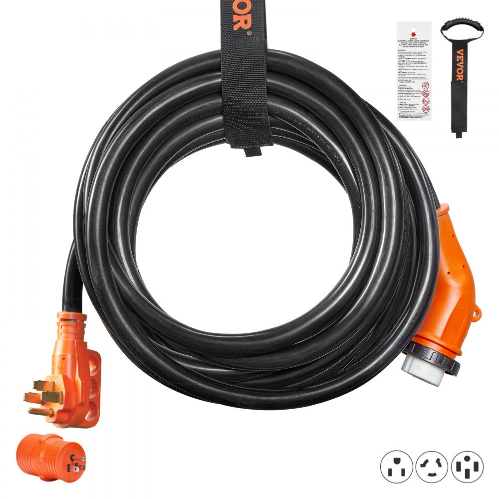 RVX-50A50FT - 50ft Heavy-Duty RV Power Cord with LED Indicator and Adapter